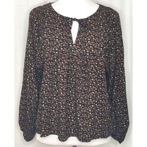 Denim & Supply Ralph Lauren Microfloral Tie Front Peplum Flounce Blouse Size XS